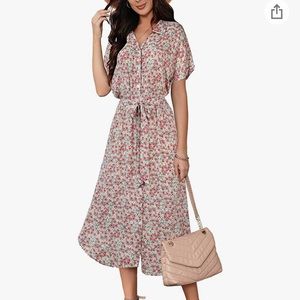 Women's Floral Button Up Split Dress